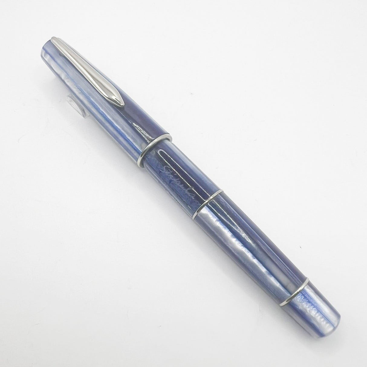 Stipula Duetto Pacific Blue Fountain Pen - Fine 18kt Gold Nib
