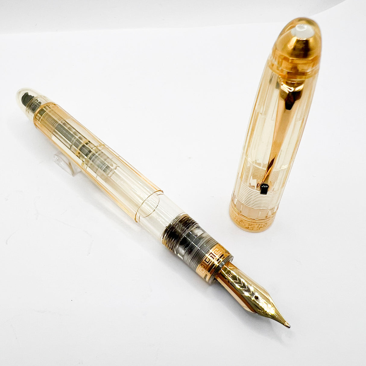 OMAS Ogiva Transparent Fluted Demonstrator Fountain Pen - Broad 18kt Gold Nib