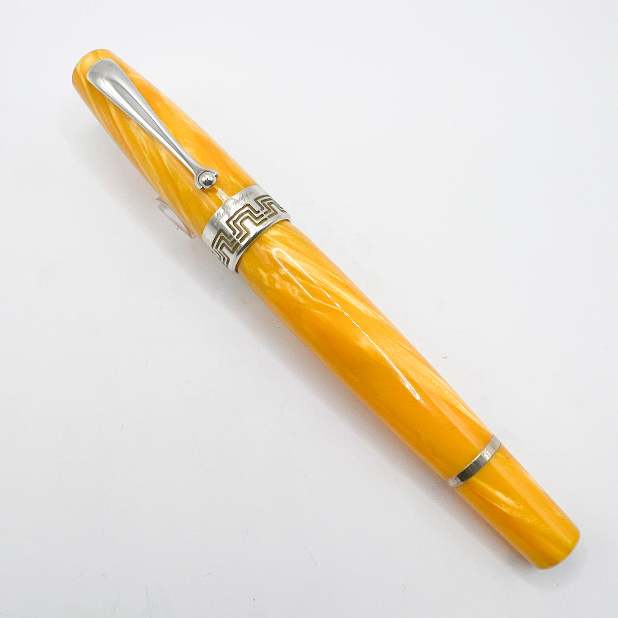 Montegrappa Miya Lustrous Yellow Celluloid Fountain Pen - Medium 18kt Gold Nib