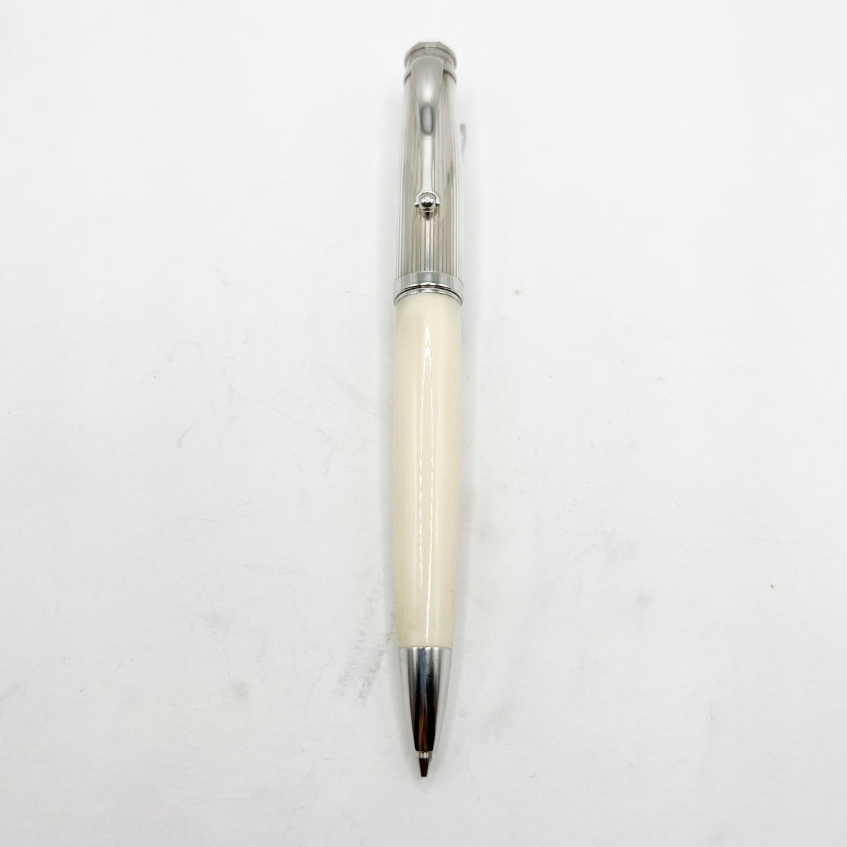 Montegrappa Memoria Striped Sterling Silver Cap Ivory Resin Mechanical Pencil 0.7mm