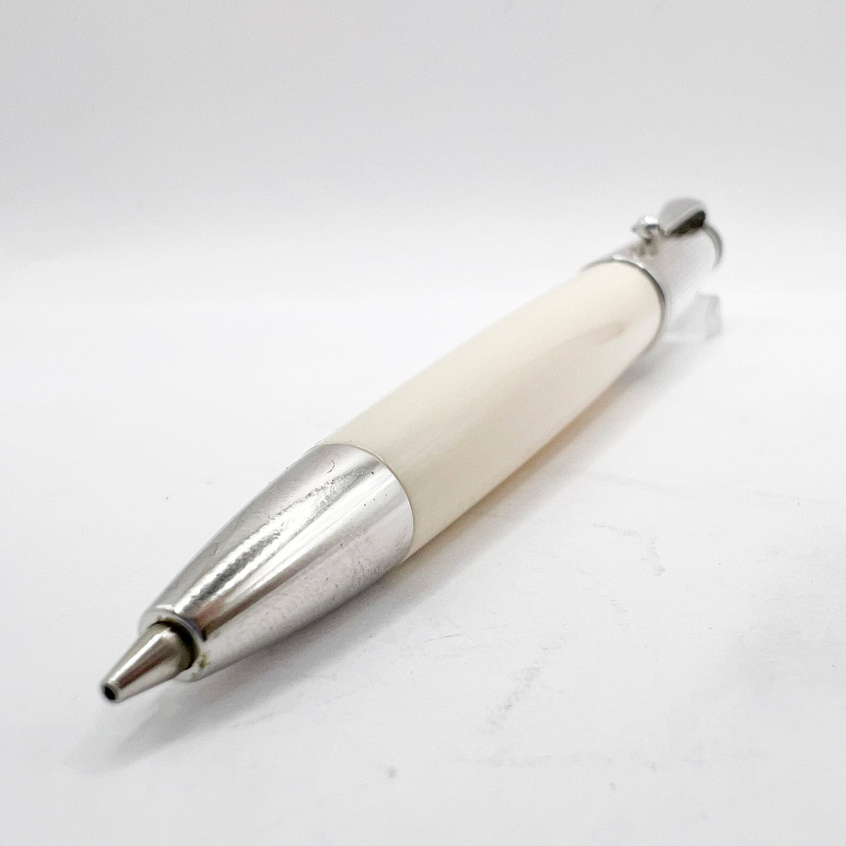 Montegrappa Memoria Striped Sterling Silver Cap Ivory Resin Mechanical Pencil 0.7mm