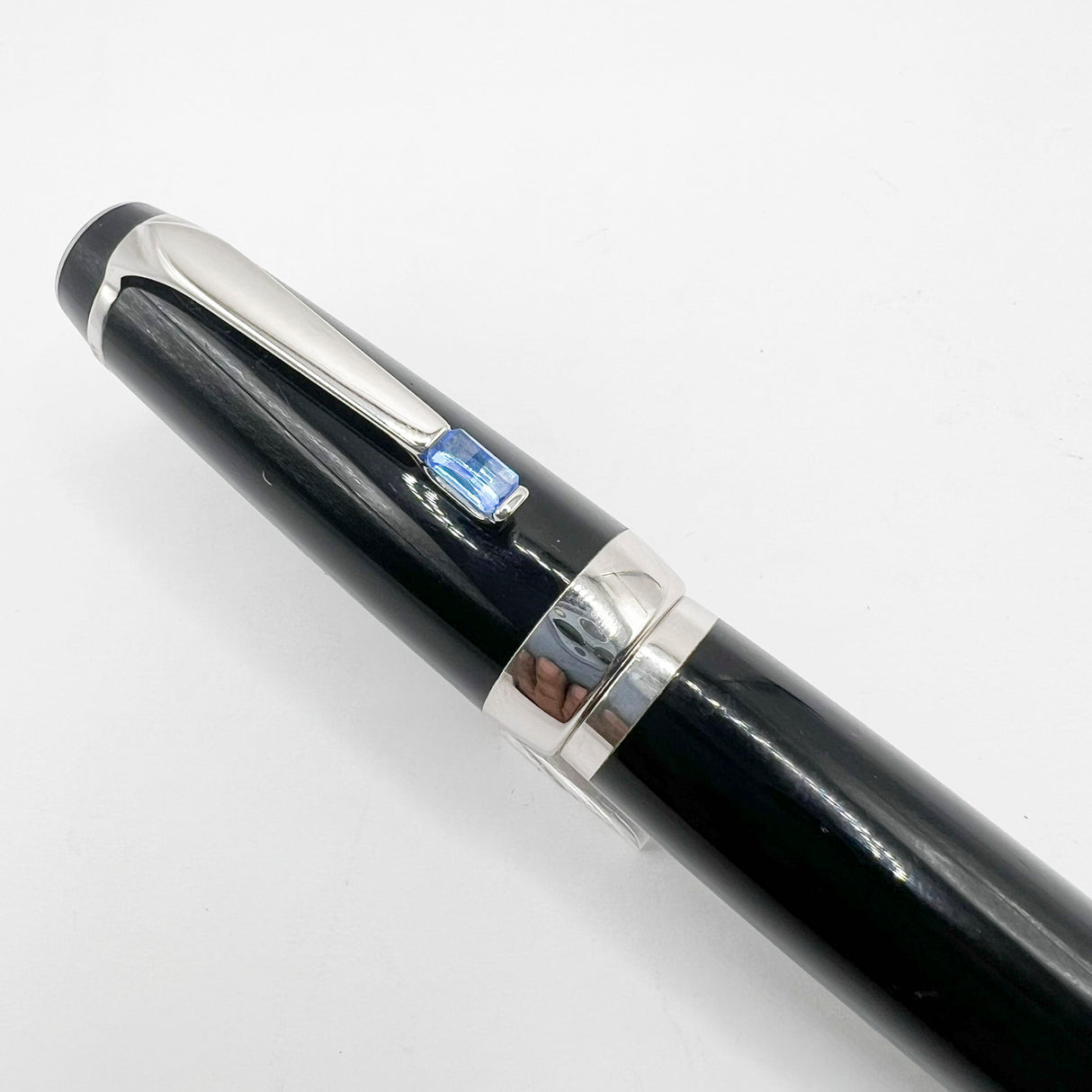 Montblanc Boheme Black Resin Rollerball - Blue Stone in Clip