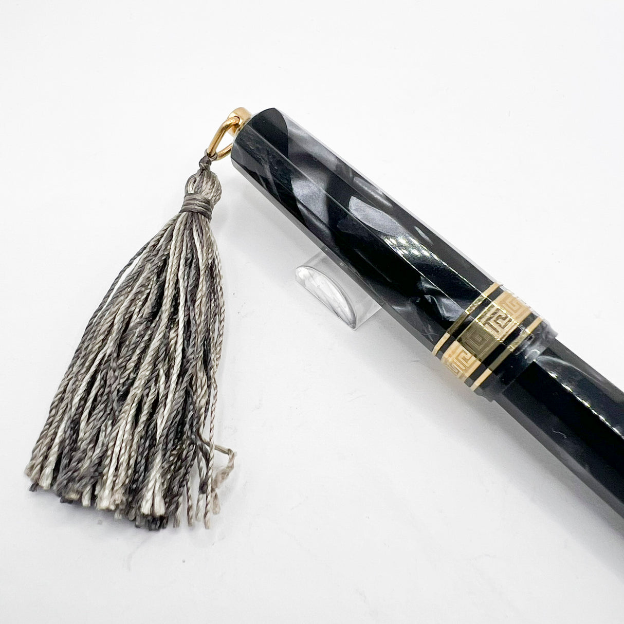 OMAS Princess Paragon Extra Platinum Celluloid Fountain Pen with Tassel - Medium 18kt Gold Nib