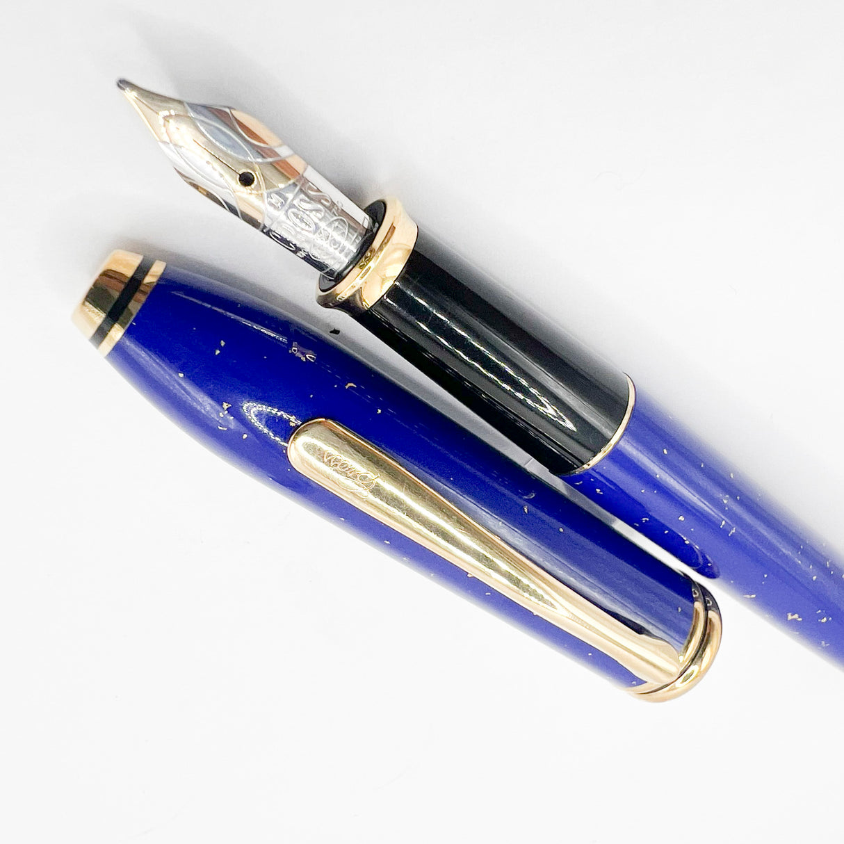 Cross Townsend Blue Lapis Lazuli/ 22K Gold Dust Fountain Pen - Medium 18kt Kt Gold Nib