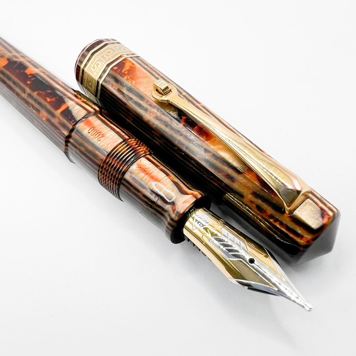 Omas Paragon Extra Original Style Facetted Arco Bronze Exquisite Celluloid Fountain Pen - FLEXIBLE Medium 14kt Gold Nib