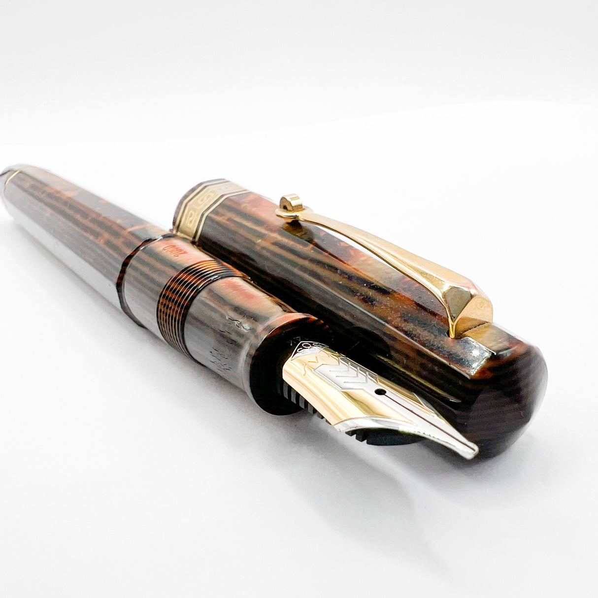 Omas Paragon Extra Original Style Facetted Arco Bronze Exquisite Celluloid Fountain Pen - FLEXIBLE Medium 14kt Gold Nib