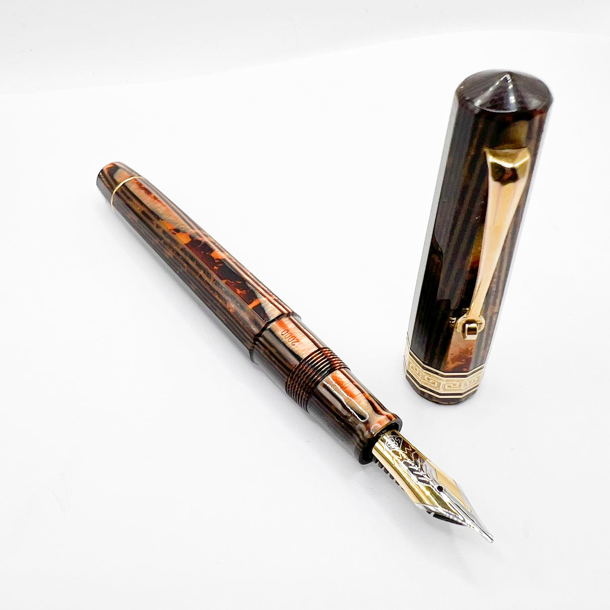 Omas Paragon Extra Original Style Facetted Arco Bronze Exquisite Celluloid Fountain Pen - FLEXIBLE Medium 14kt Gold Nib
