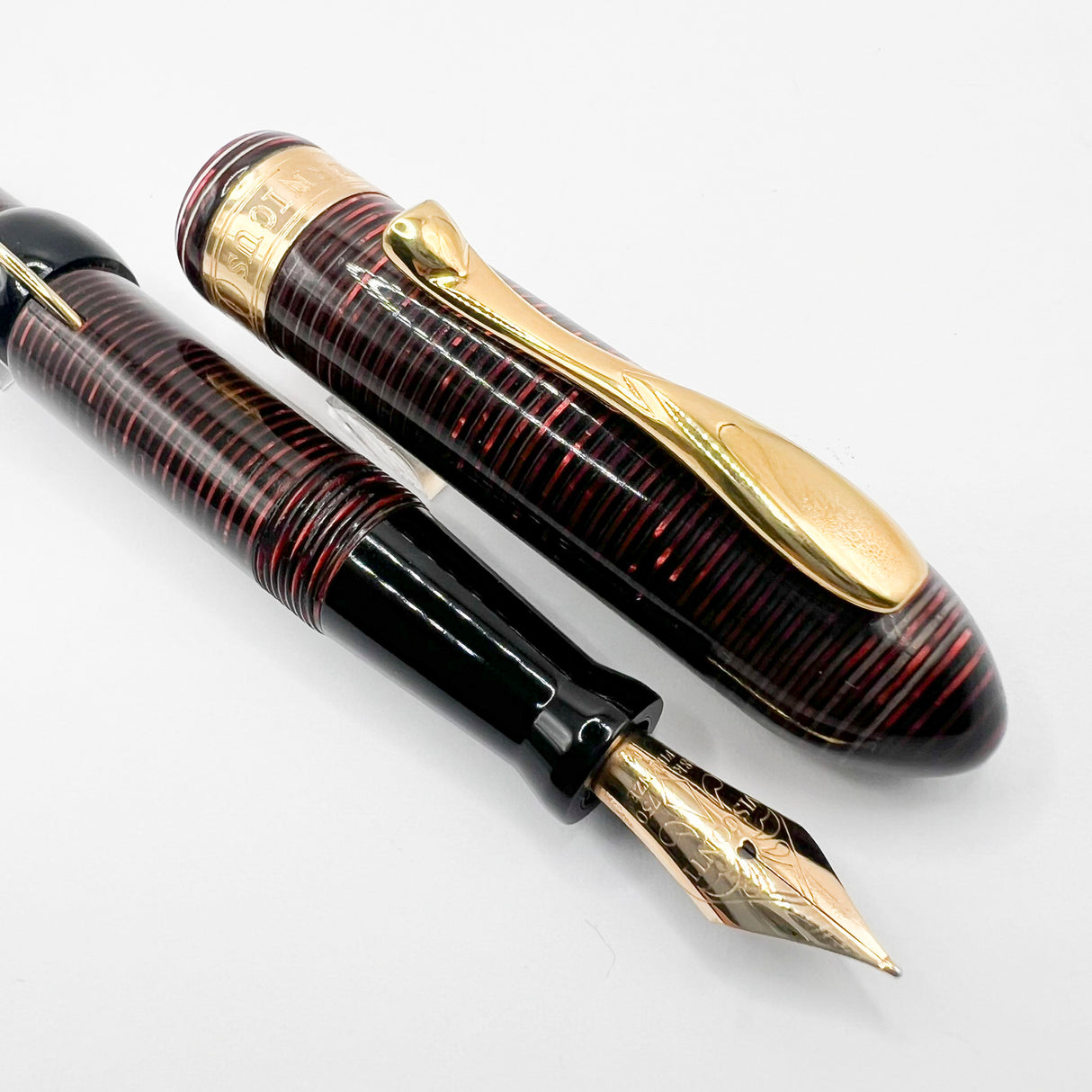 Visconti Copernicus Burgundy Celluloid Limited Edition Fountain Pen - Medium 18kt Gold Nib