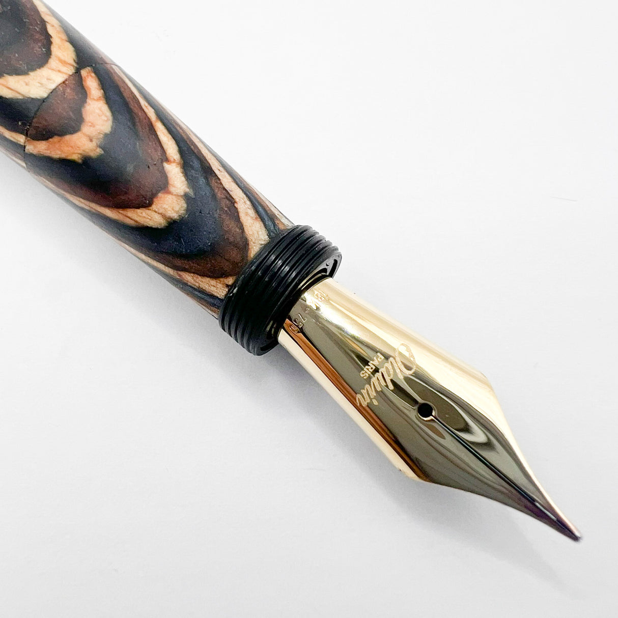 Oldwin (France) Oversized Wood Spina Fountain Pen - Flexible Large #8 Medium 18kt Gold Nib