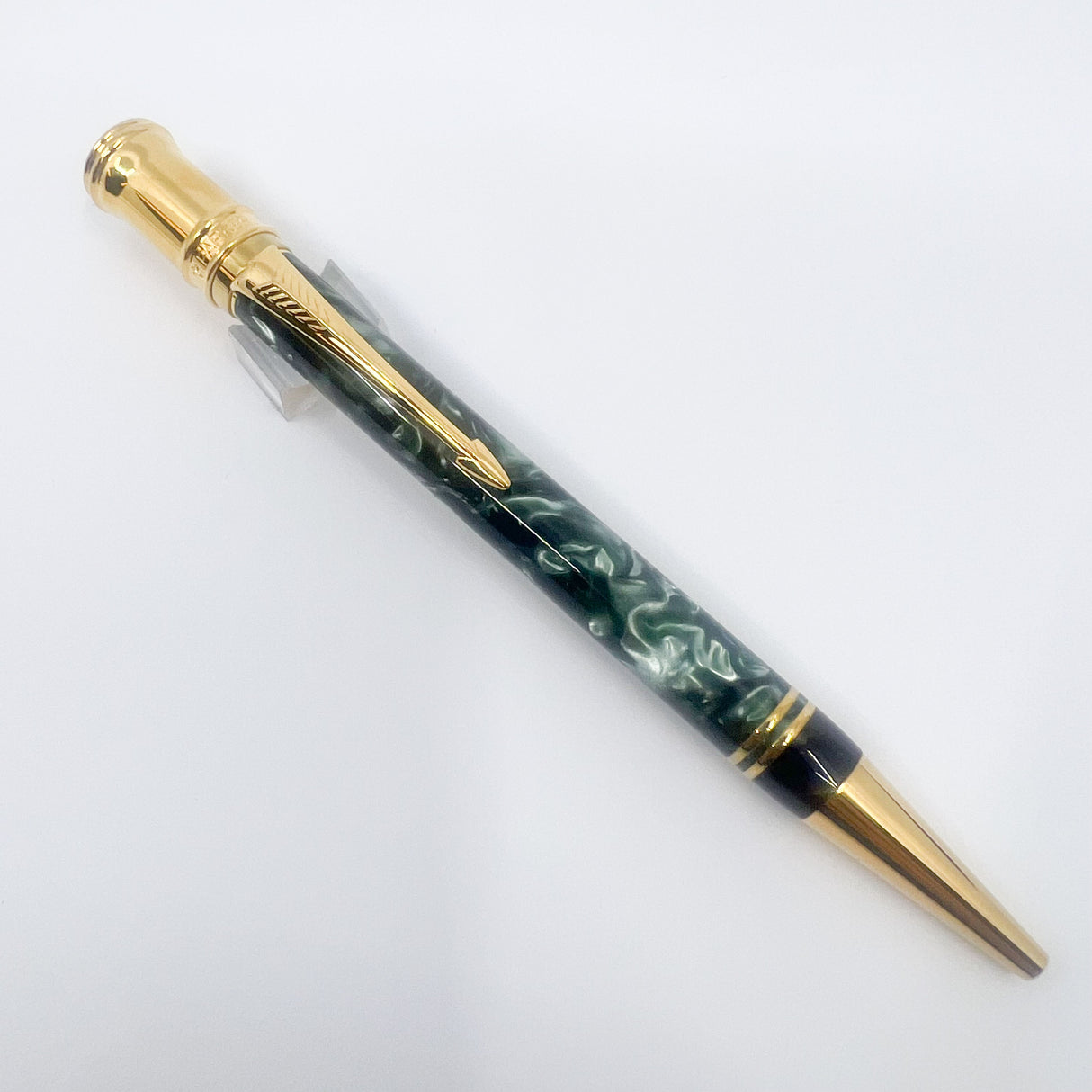 Parker Duofold Marble Green Ballpoint Pen - Circa 1991