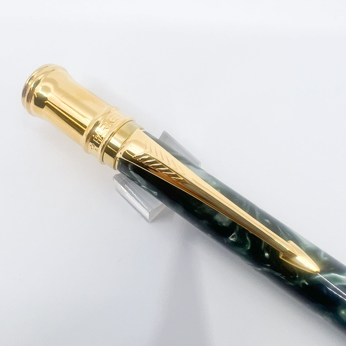 Parker Duofold Marble Green Ballpoint Pen - Circa 1991