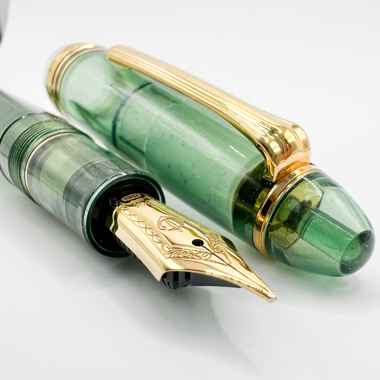 Sailor 2023 Pen of the Year 1911 Large Olive Green Shimmer Transparent Fountain Pen - Broad 21kt Gold Nib