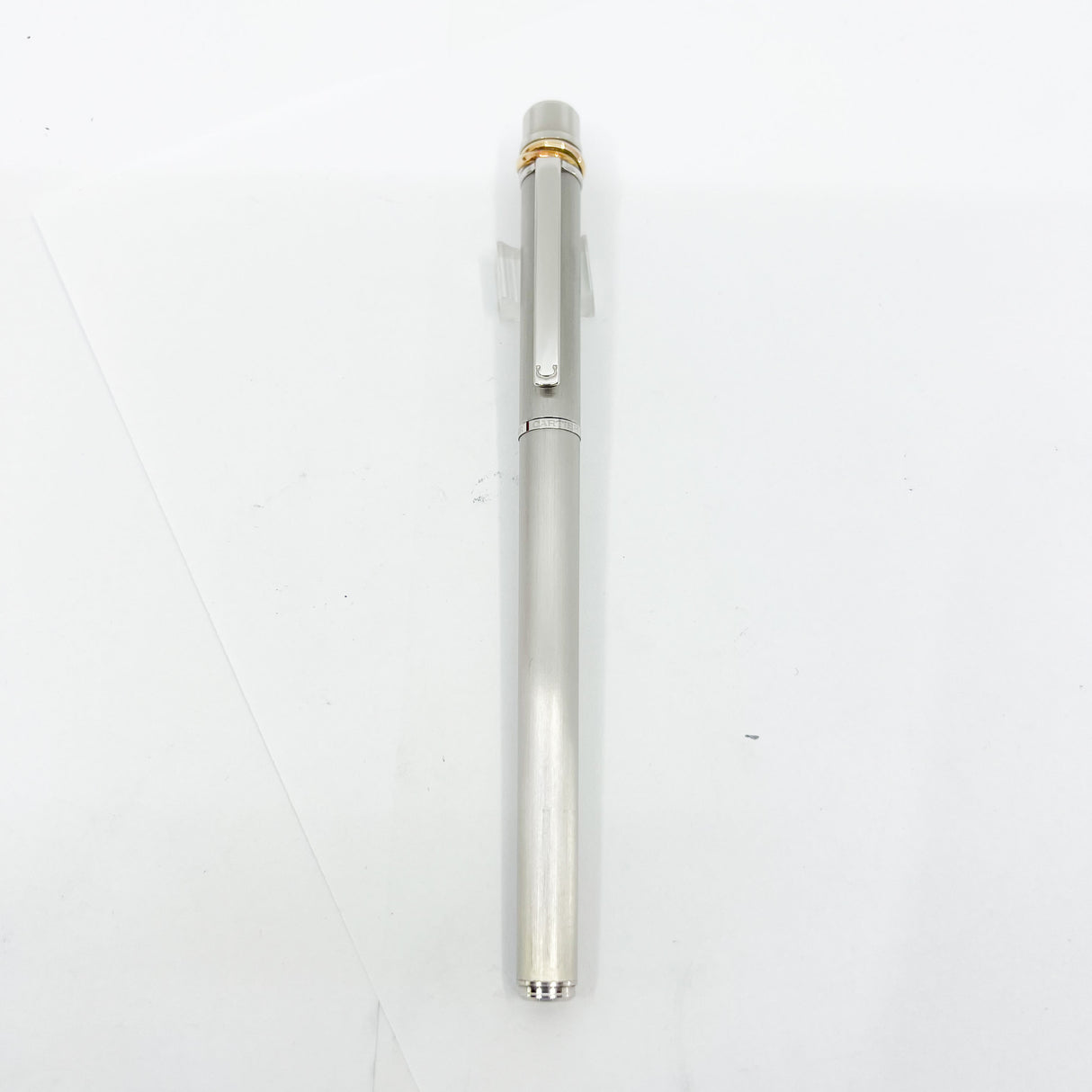 Cartier Brushed Steel Must de Cartier Fountain Pen/Trinity Bands - Medium 18kt Gold Nib
