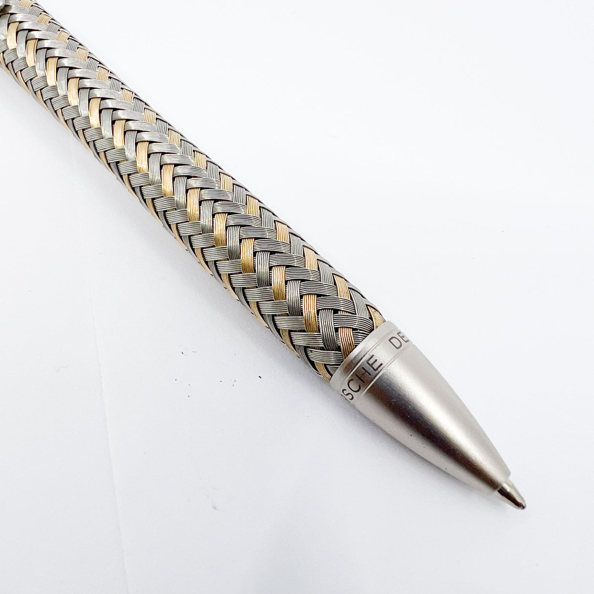 Porsche Design Ballpoint Pen - Tec-Flex Woven Stainless Steel & Gold Plate