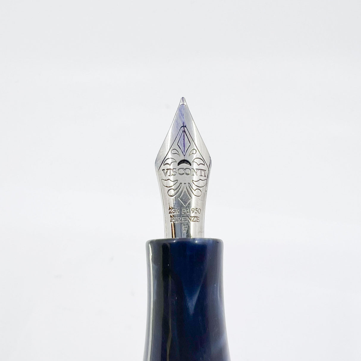 Visconti Divina Elegance Imperial Blue Mid-Size Fountain Pen - Flexible Fine 23K Palladium Nib