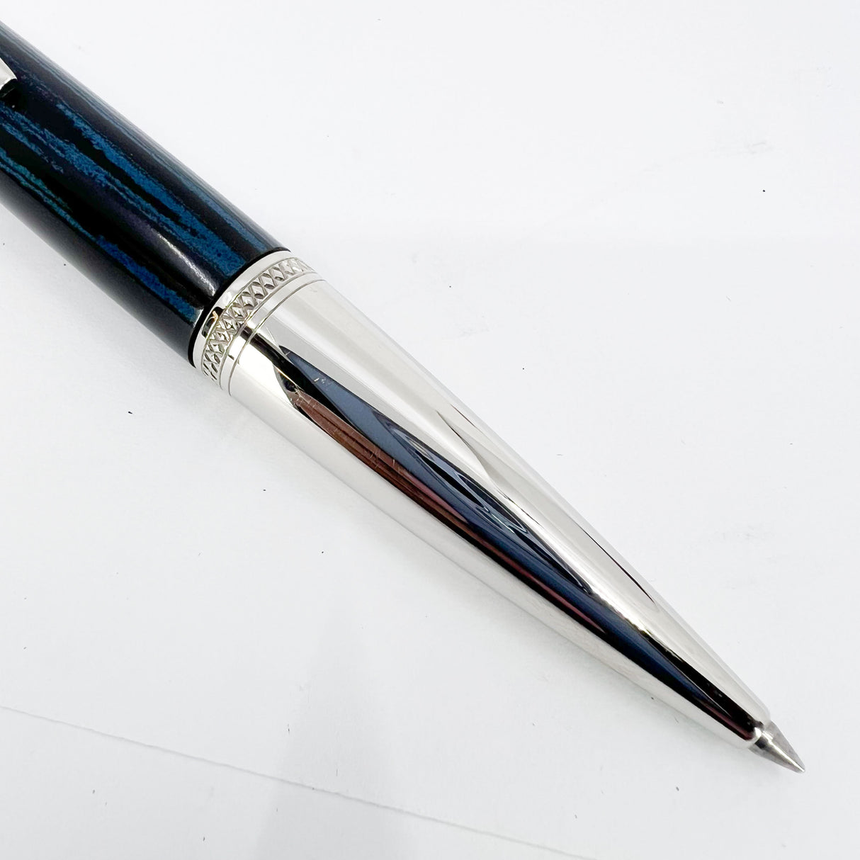 Underwood London Piccadilly Ebonite Blue/Black Ripple Convertible Ballpoint/Rollerball Pen