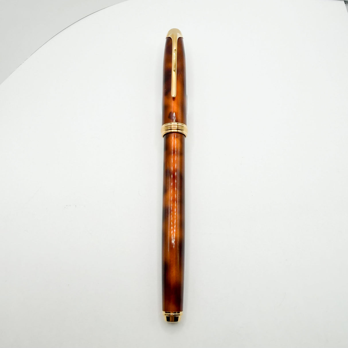 Cross Pinnacle Amber Marble Lacquer Fountain Pen - Medium 18kt Gold Nib -Scarce!