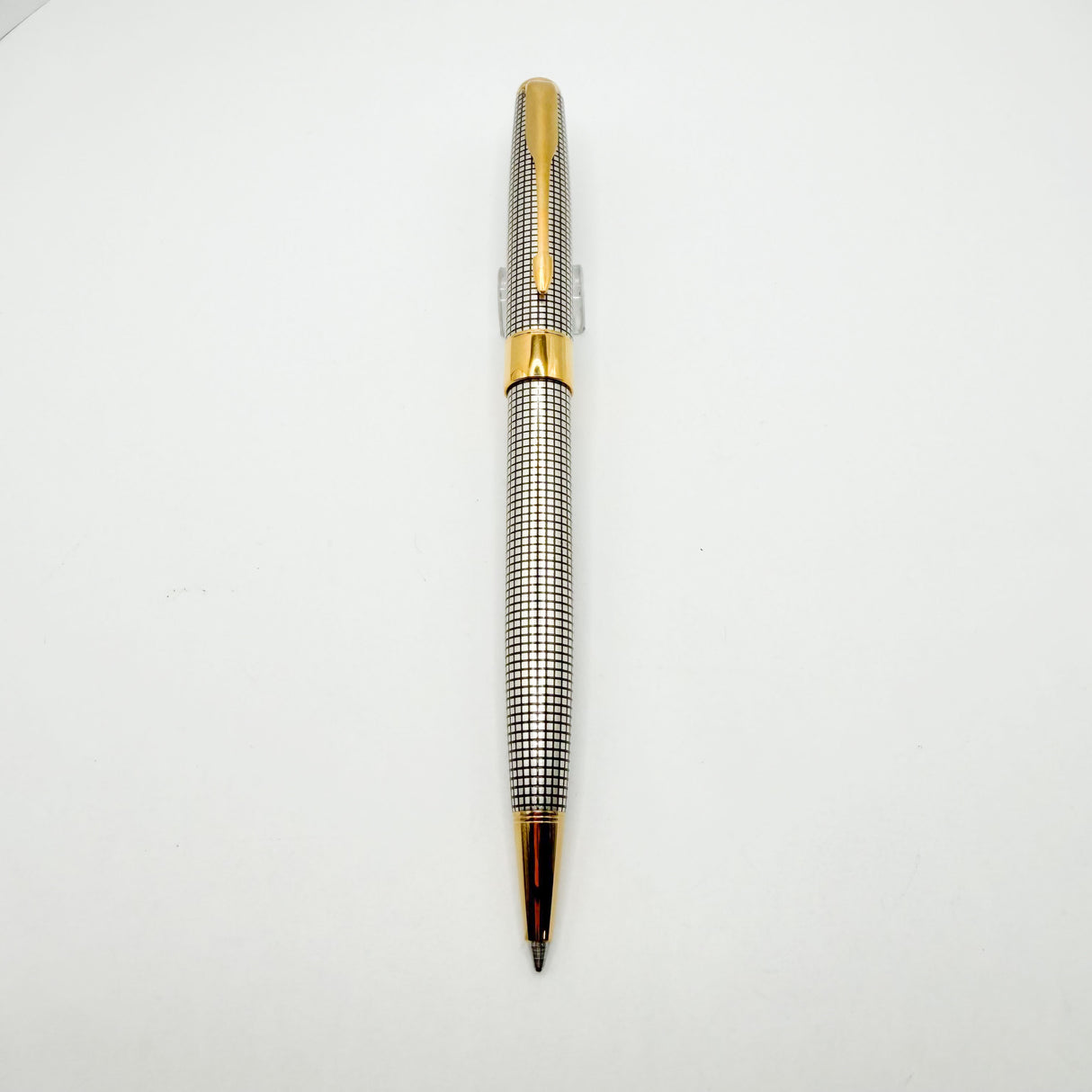 Parker Sonnet Sterling Silver Cisele Cross Hatch Design Ballpoint Pen - Circa 1998