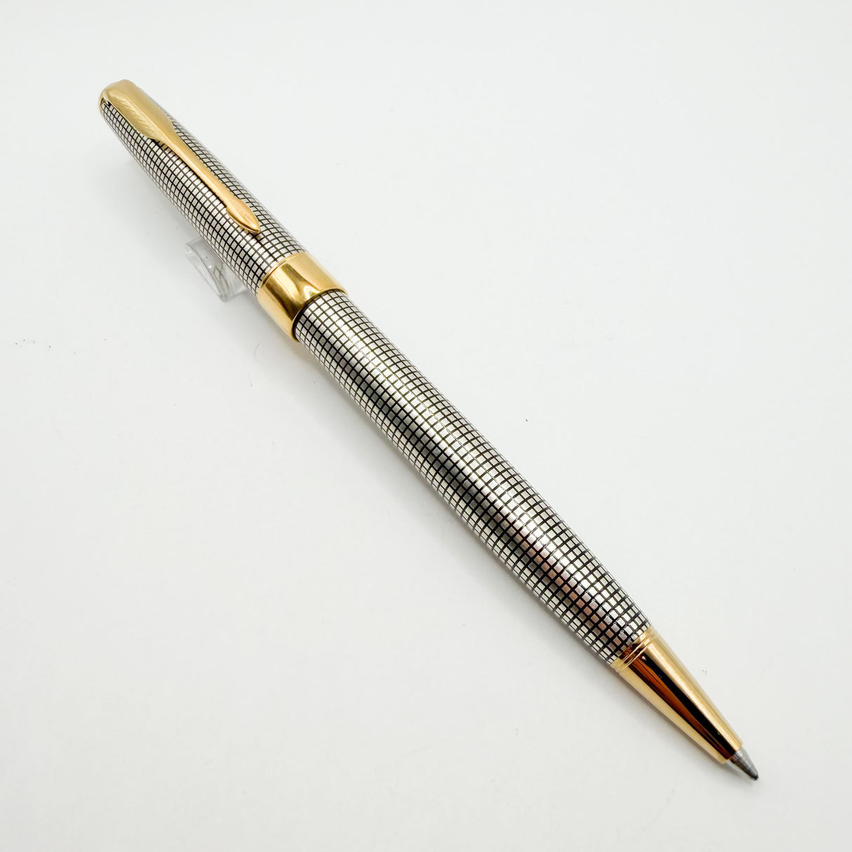 Parker Sonnet Sterling Silver Cisele Cross Hatch Design Ballpoint Pen - Circa 1998