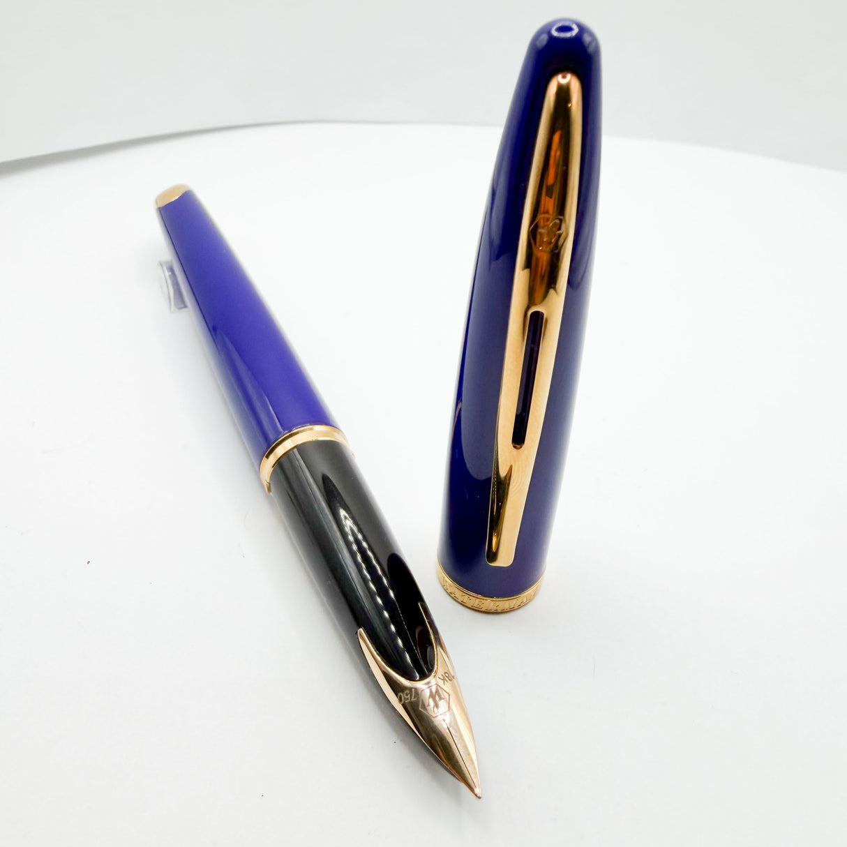 Waterman Royal Blue Carene Fountain Pen - Fine 18kt Gold Nib