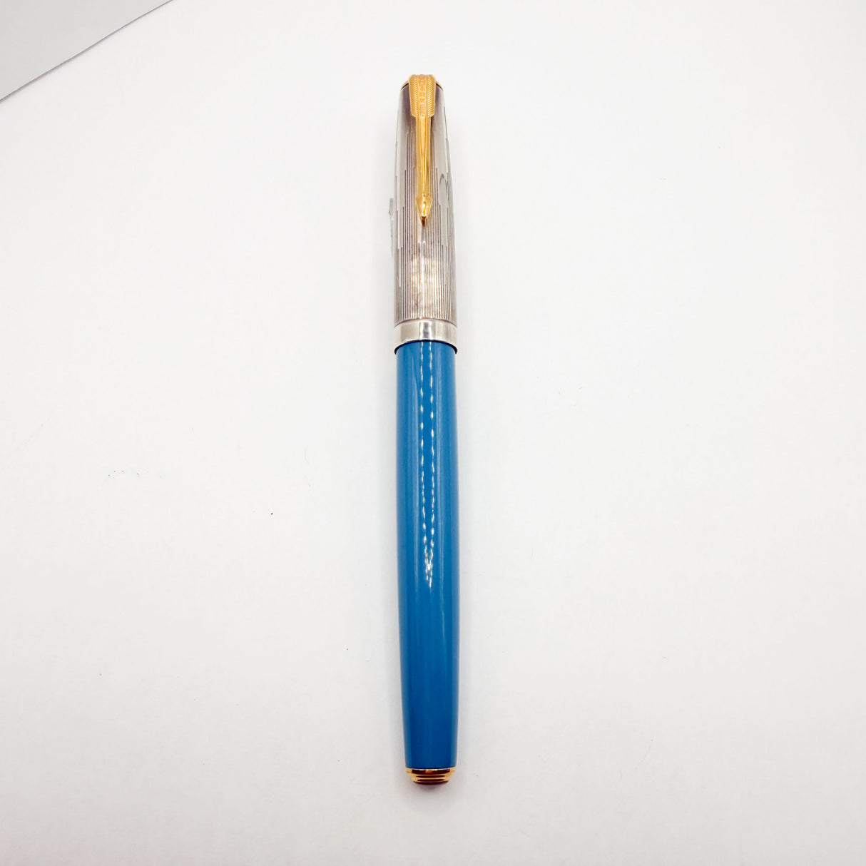 Parker 51 Special Edition Sterling Silver & Vista Blue Fountain Pen - Medium 18kt Gold Nib