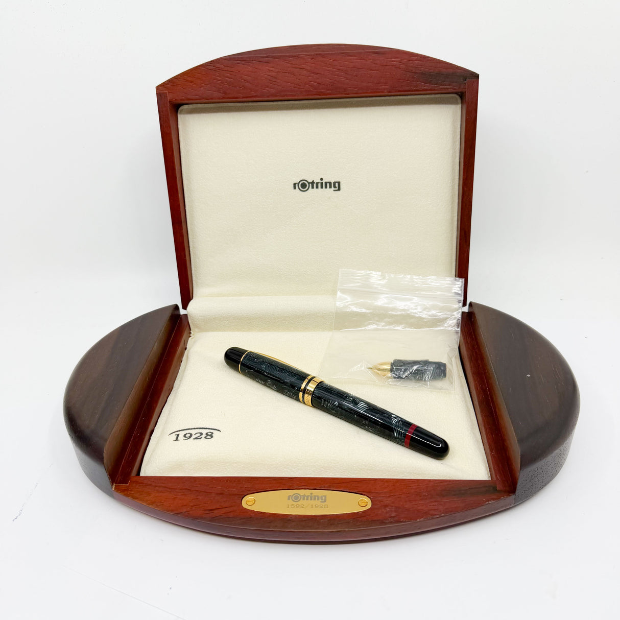 Rotring (German for "Red Ring") Tintenkuli "1928" Celluloid Limited Edition Fountain Pen Celebrating 70 Years of Rotring Pen Production - Medium 18kt Gold Nib + an Interchangeable Stylographic Tubular Point