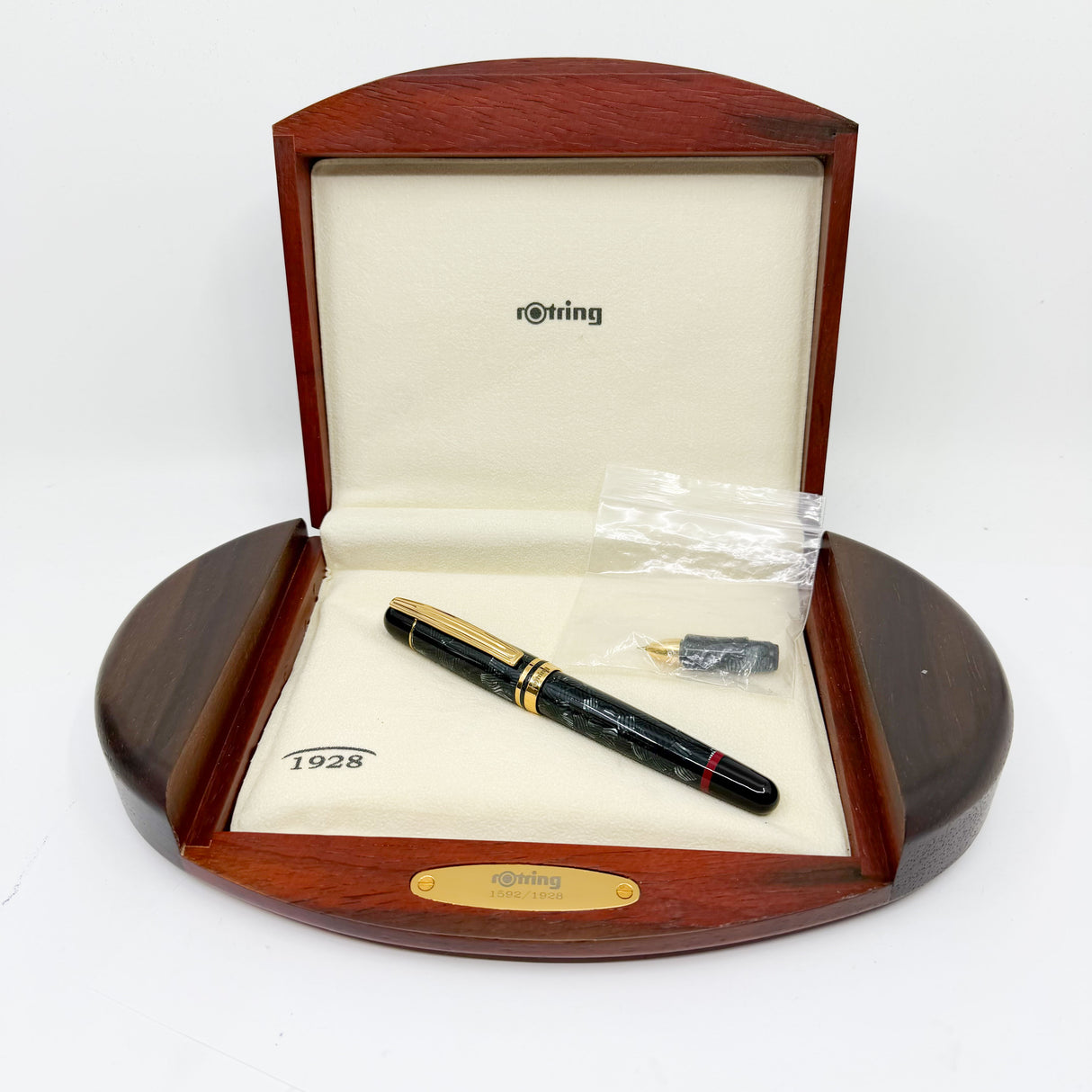 Rotring (German for "Red Ring") Tintenkuli "1928" Celluloid Limited Edition Fountain Pen Celebrating 70 Years of Rotring Pen Production - Medium 18kt Gold Nib + an Interchangeable Stylographic Tubular Point