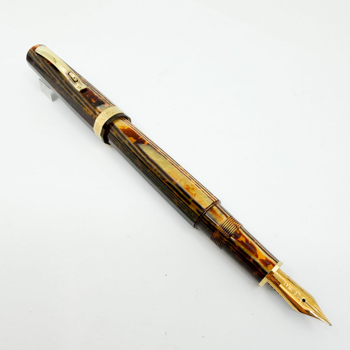 OMAS Arte Italiana Exquisite Arco Bronze Celluloid Full Sized Paragon Milord Fountain Pen (Circa 2010) - Flexible Fine 18kt Gold Nib