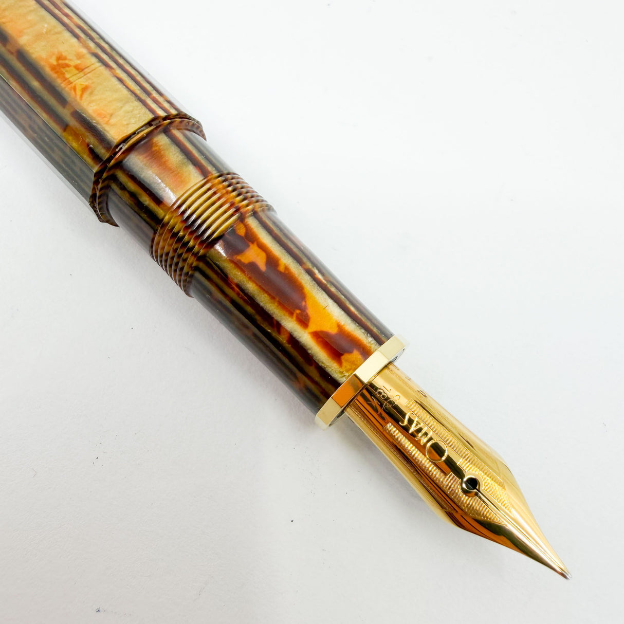 OMAS Arte Italiana Exquisite Arco Bronze Celluloid Full Sized Paragon Milord Fountain Pen (Circa 2010) - Flexible Fine 18kt Gold Nib