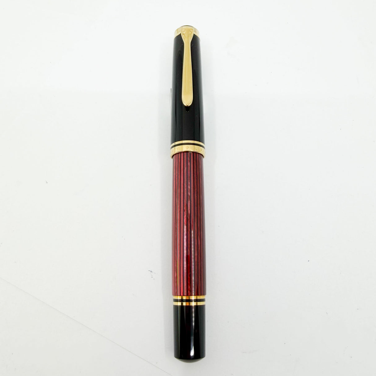 Pelikan M800 Black/Red Striped Fountain Pen - The Original! - Fine 18kt Gold Nib