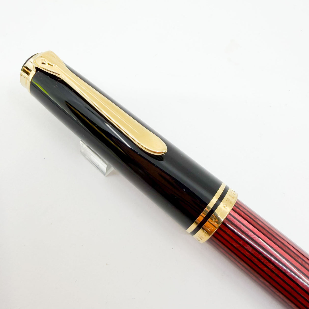 Pelikan M800 Black/Red Striped Fountain Pen - The Original! - Fine 18kt Gold Nib
