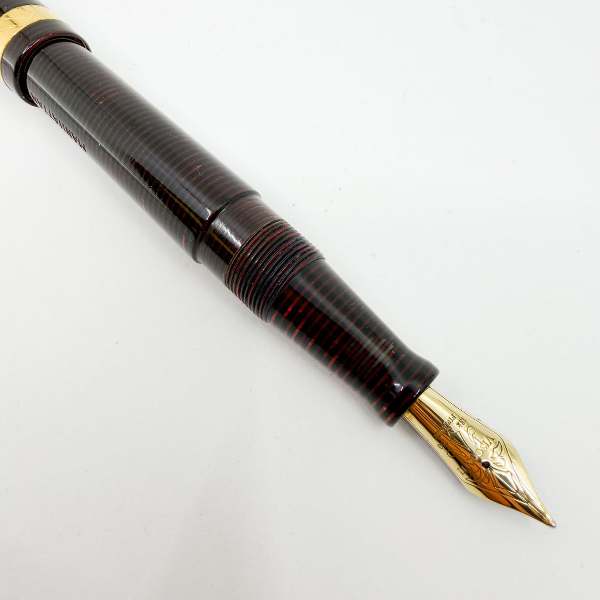 Visconti Manhattan Ruby Red Layered Celluloid Fountain Pen - Medium 18kt Gold Nib