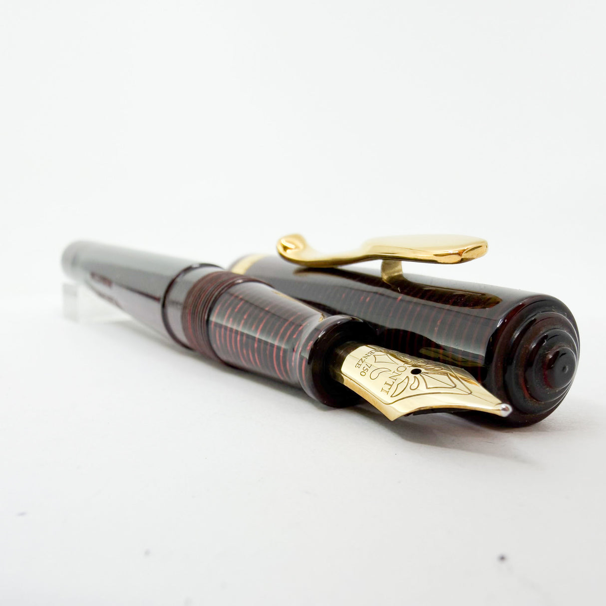 Visconti Manhattan Ruby Red Layered Celluloid Fountain Pen - Medium 18kt Gold Nib