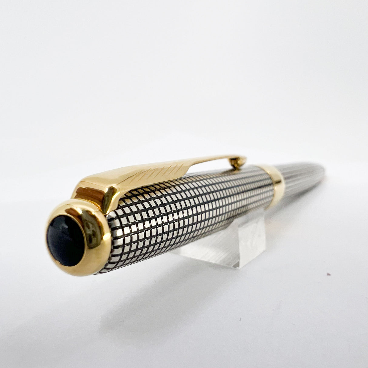 Parker Sonnet Sterling Silver Cisele Cross Hatch Design Ballpoint Pen - Circa 1995