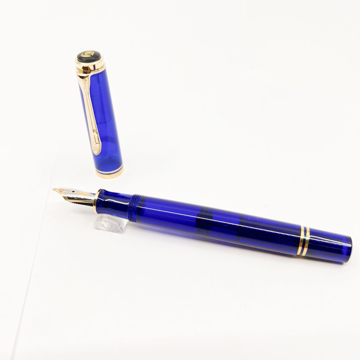 Pelikan M600 Blue Transparent Fountain Pen - Gold Plated Trim