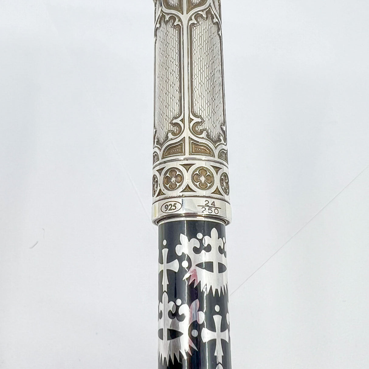 Michel Perchin Gothic Sterling Silver & Black Enamel Large Weighty LE Rollerball