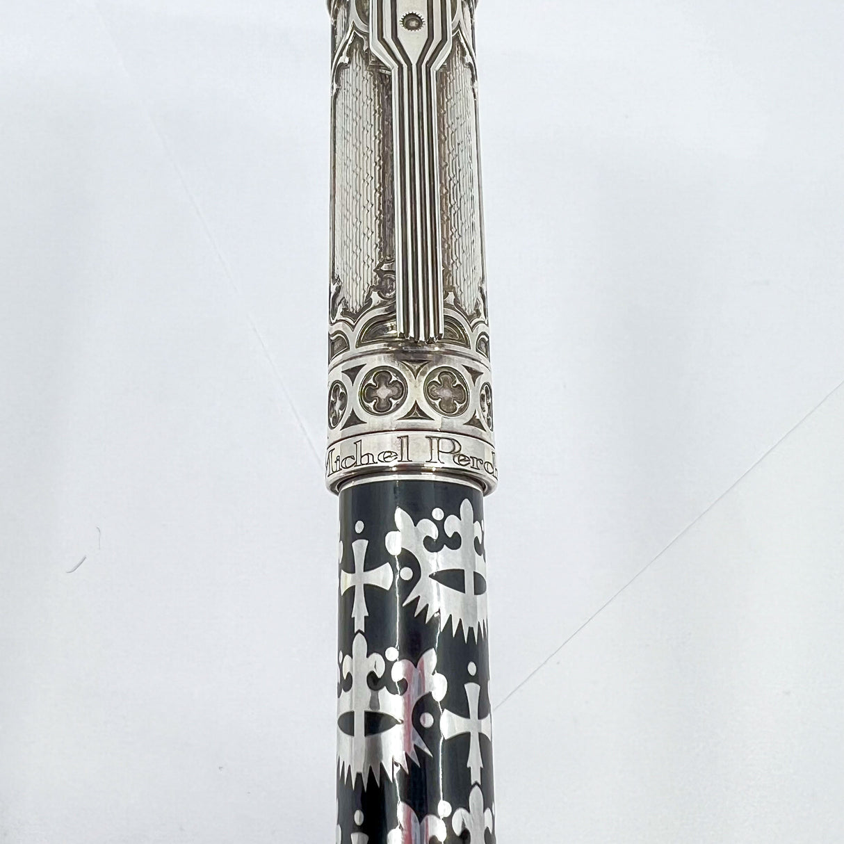 Michel Perchin Gothic Sterling Silver & Black Enamel Large Weighty LE Rollerball