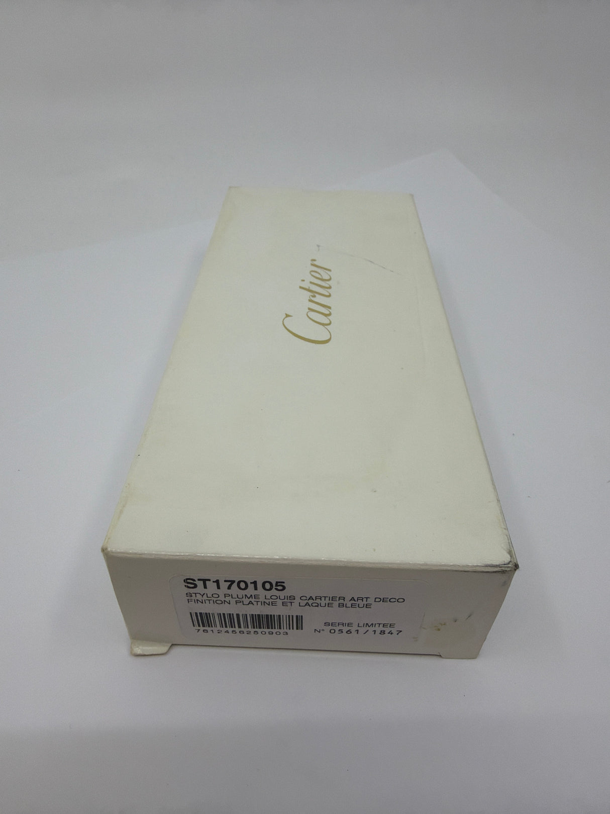 Cartier Platinum-Plated Art Deco Etched Lines & Blue Laque Limited Edition Fountain Pen - Fine 18kt Gold Nib