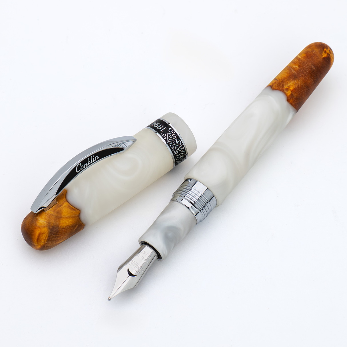 Conklin 1898 Spectra Fusion White Chrome Trim Fountain Pen Collection