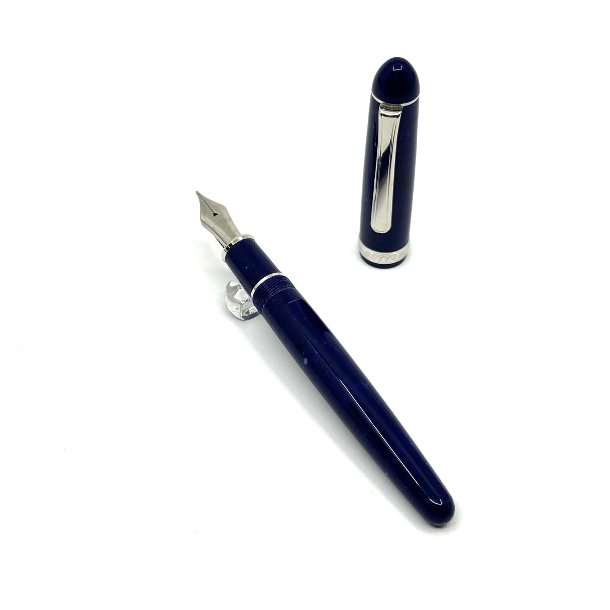 Platinum Pen Co. #3776 Celluloid Midnight Blue Ocean Fountain Pen - Broad 14kt Gold Nib