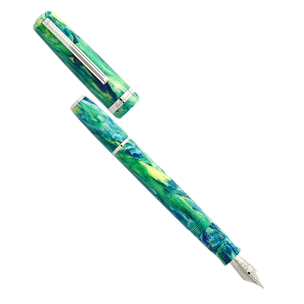 Esterbrook JR Beleza Blue & Green Sparkle with Palladium Trim Fountain Pen