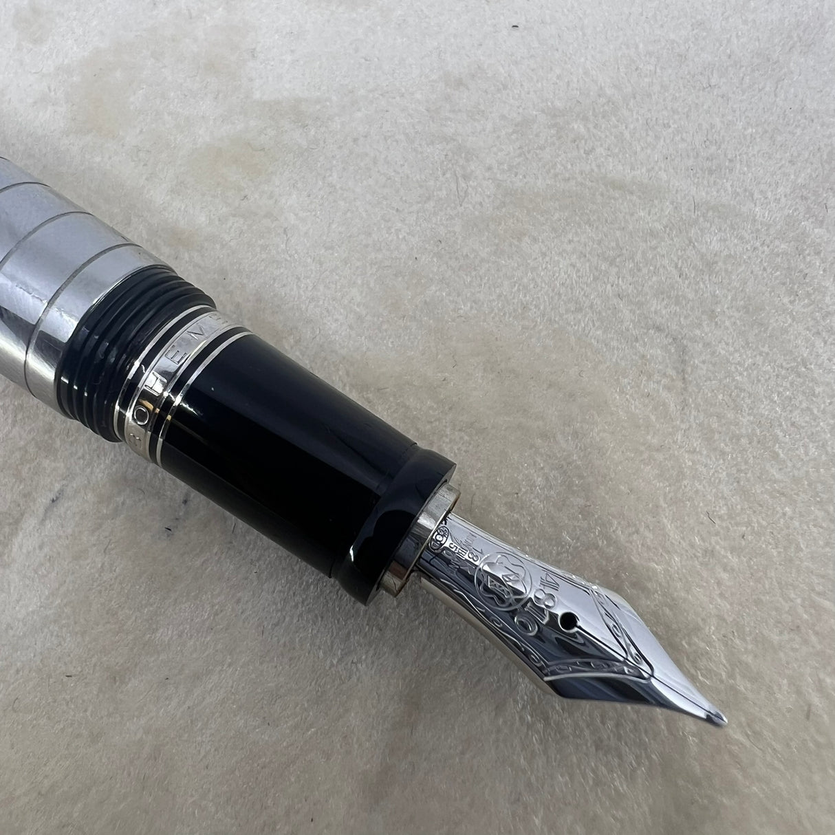 Montblanc Boheme Steel Noir Fountain Pen - Medium 18kt Gold Nib