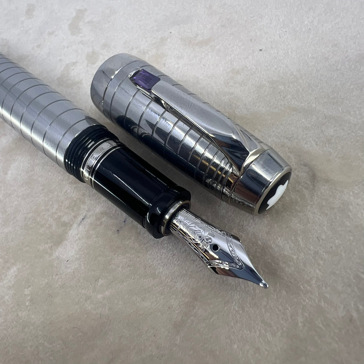 Montblanc Boheme Steel Noir Fountain Pen - Medium 18kt Gold Nib