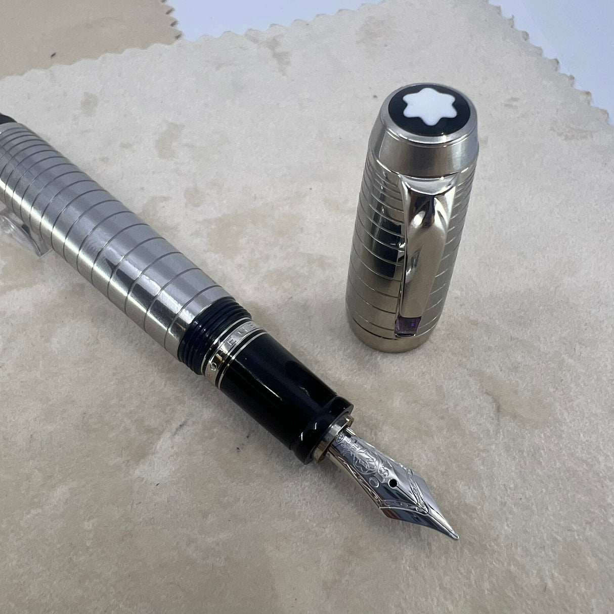 Montblanc Boheme Steel Noir Fountain Pen - Medium 18kt Gold Nib