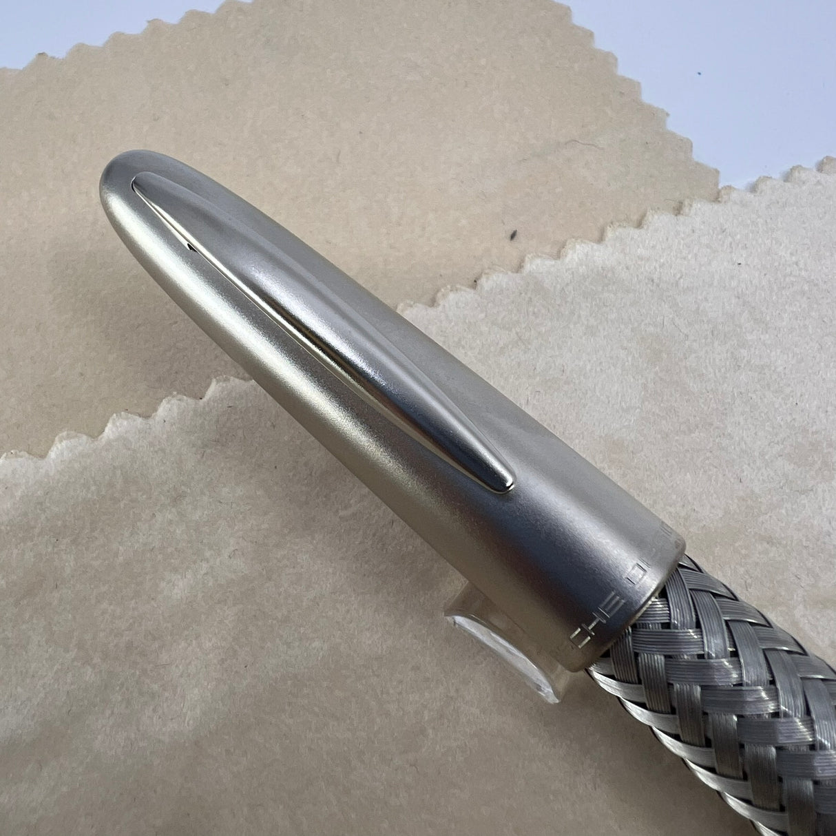Porsche Design Tec Flex Woven Stainless Steel Barrel Fountain Pen - Fine 18 Kt Gold Nib