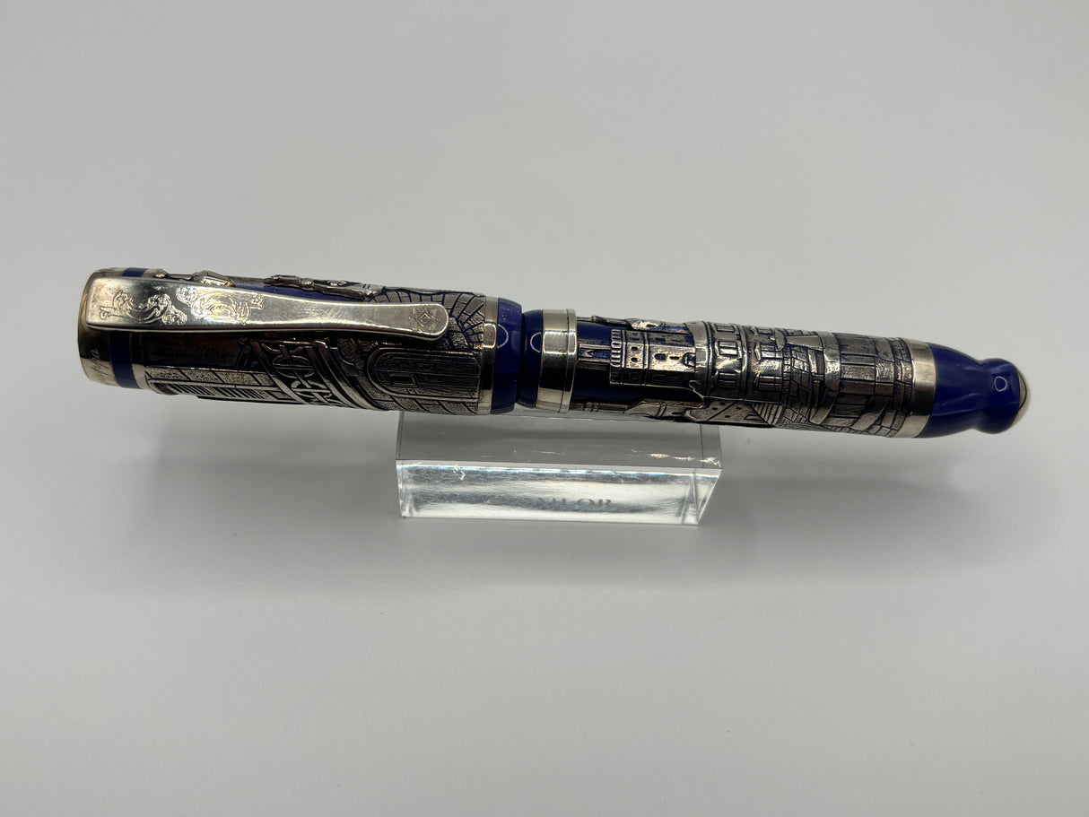 Montegrappa Heavy Sterling Silver over Celluloid Body Limited Edition Barbiere Di Siviglia (Barber of Seville) Rollerball Circa 2009