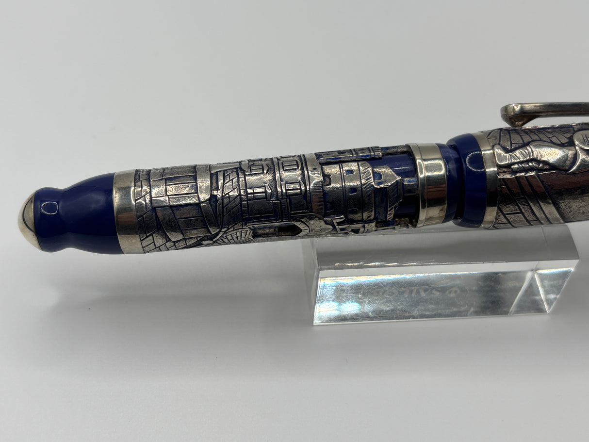 Montegrappa Heavy Sterling Silver over Celluloid Body Limited Edition Barbiere Di Siviglia (Barber of Seville) Rollerball Circa 2009