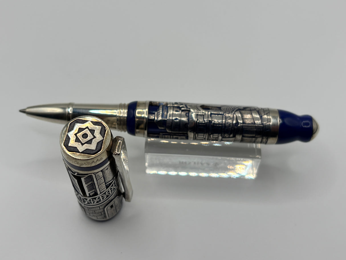 Montegrappa Heavy Sterling Silver over Celluloid Body Limited Edition Barbiere Di Siviglia (Barber of Seville) Rollerball Circa 2009