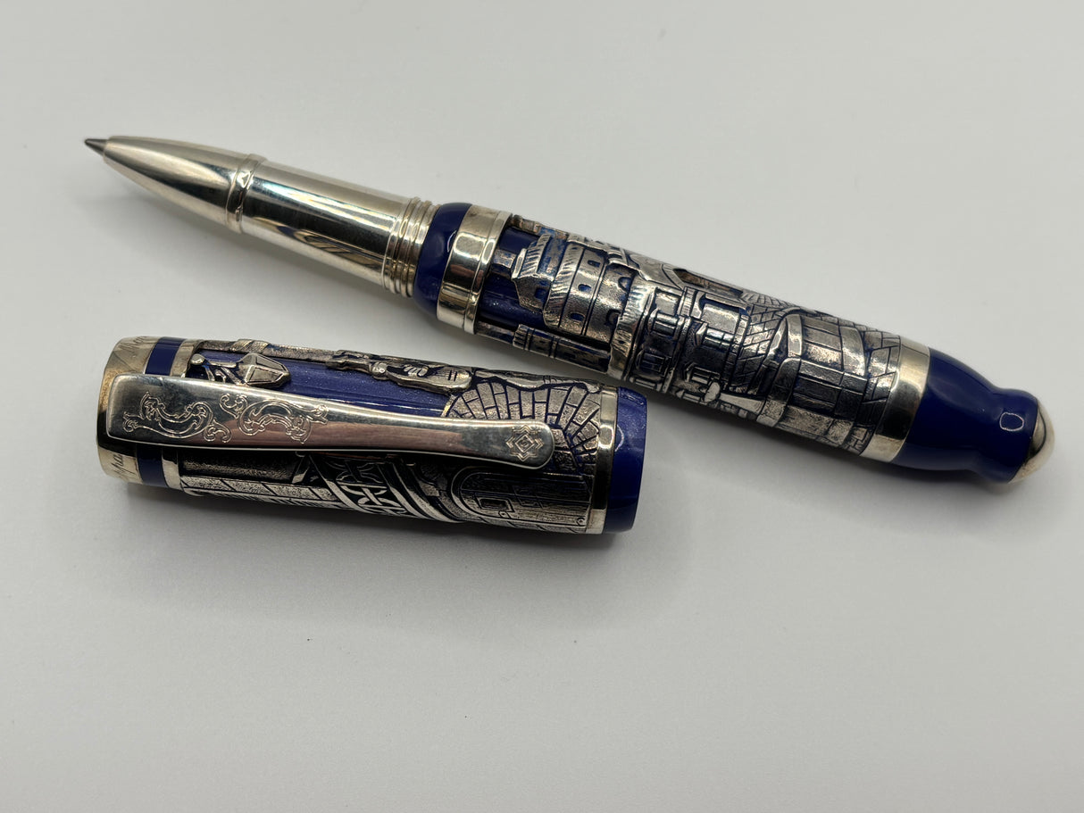 Montegrappa Heavy Sterling Silver over Celluloid Body Limited Edition Barbiere Di Siviglia (Barber of Seville) Rollerball Circa 2009