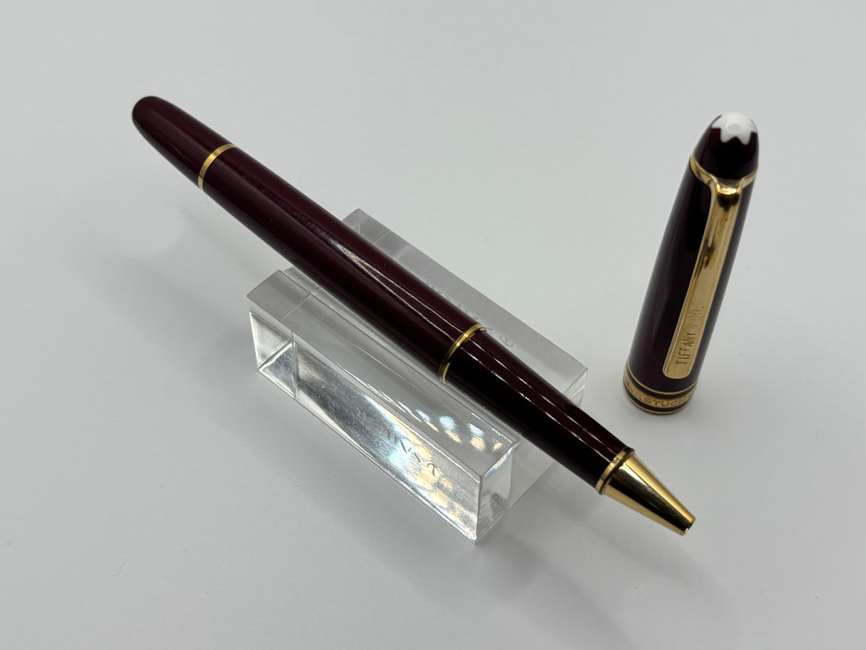 Montblanc Meisterstück Burgundy Red engraved Tiffany & Co on clip -Rollerball